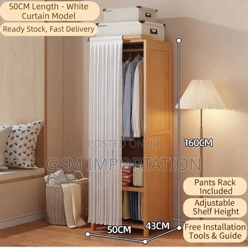 Single Wardrobe With Clothe Cover
