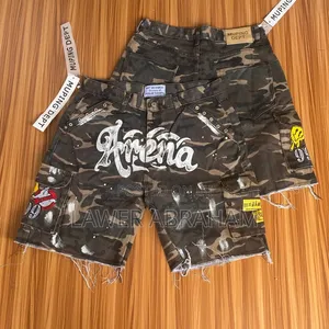 Men’s Camouflage Cargo Shorts – Vintage Patchwork Streetwear
