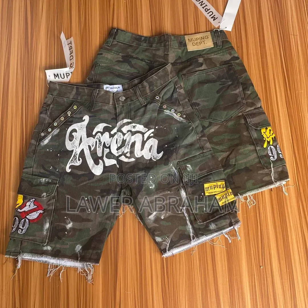 Men’s Camouflage Cargo Shorts – Vintage Patchwork Streetwear