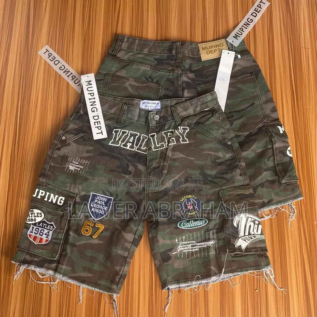 Men’s Camouflage Cargo Shorts – Vintage Patchwork Streetwear