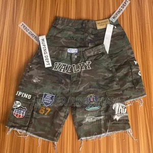 Men’s Camouflage Cargo Shorts – Vintage Patchwork Streetwear