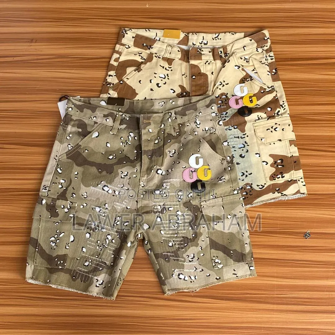 Men’s Camouflage Cargo Shorts – Vintage Patchwork Streetwear