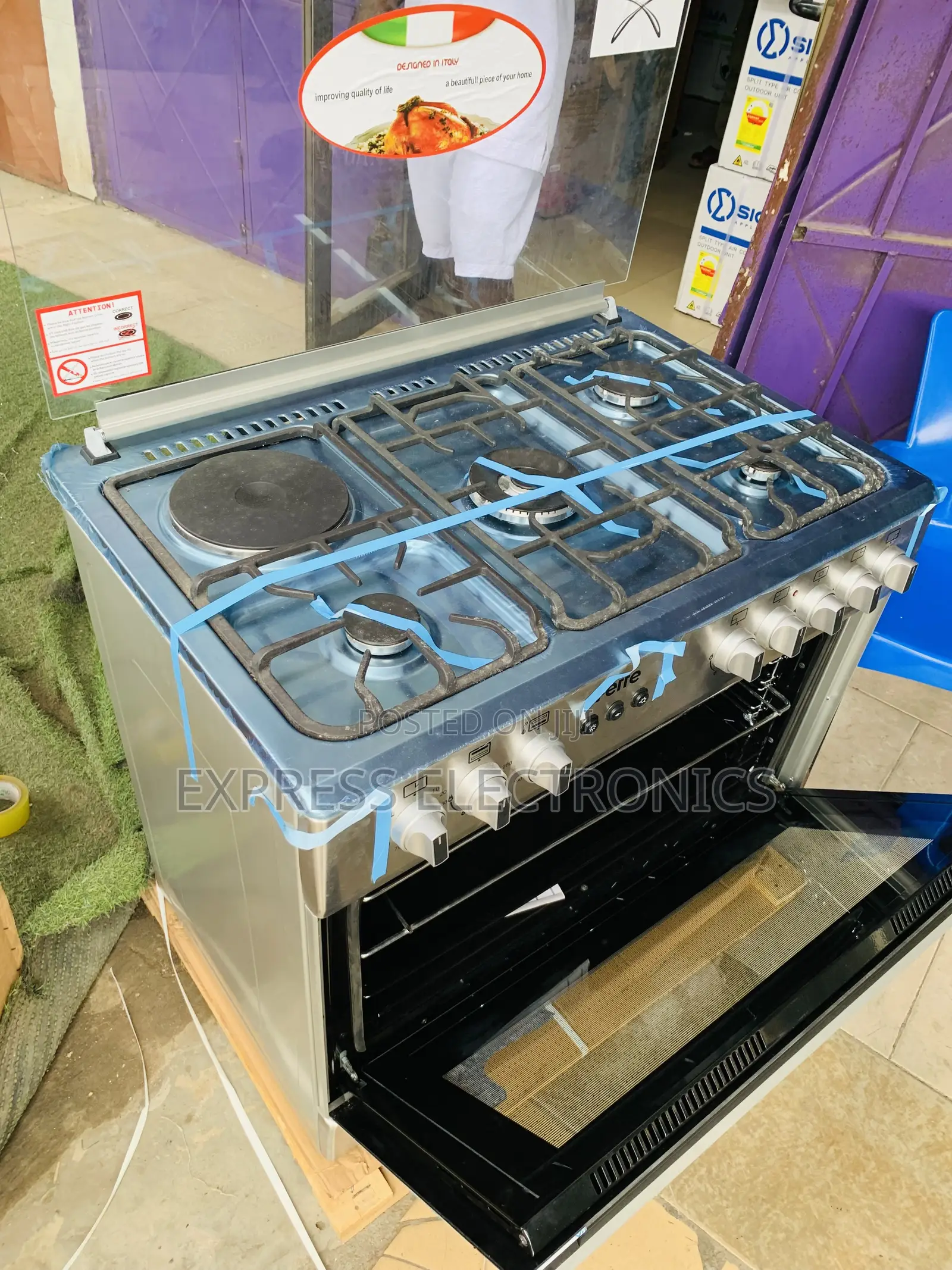 4-1 Stove Gas Electric Oven Rotisserie 60/90 Sliver