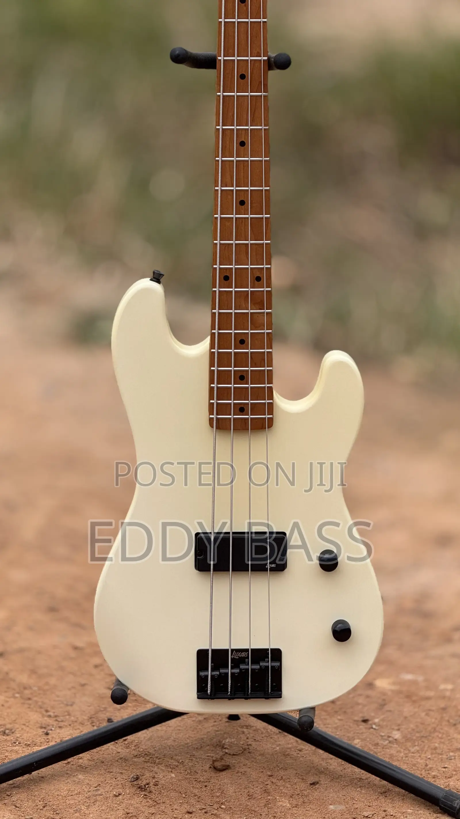 Vintage White Luxars Short Scale Bass Guitar
