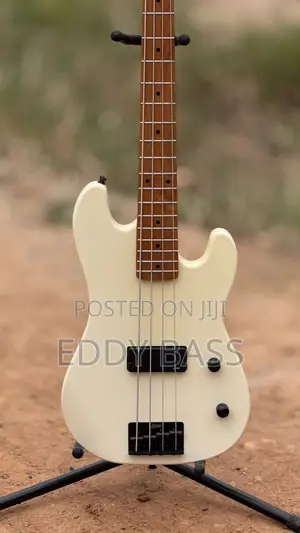 Vintage White Luxars Short Scale Bass Guitar