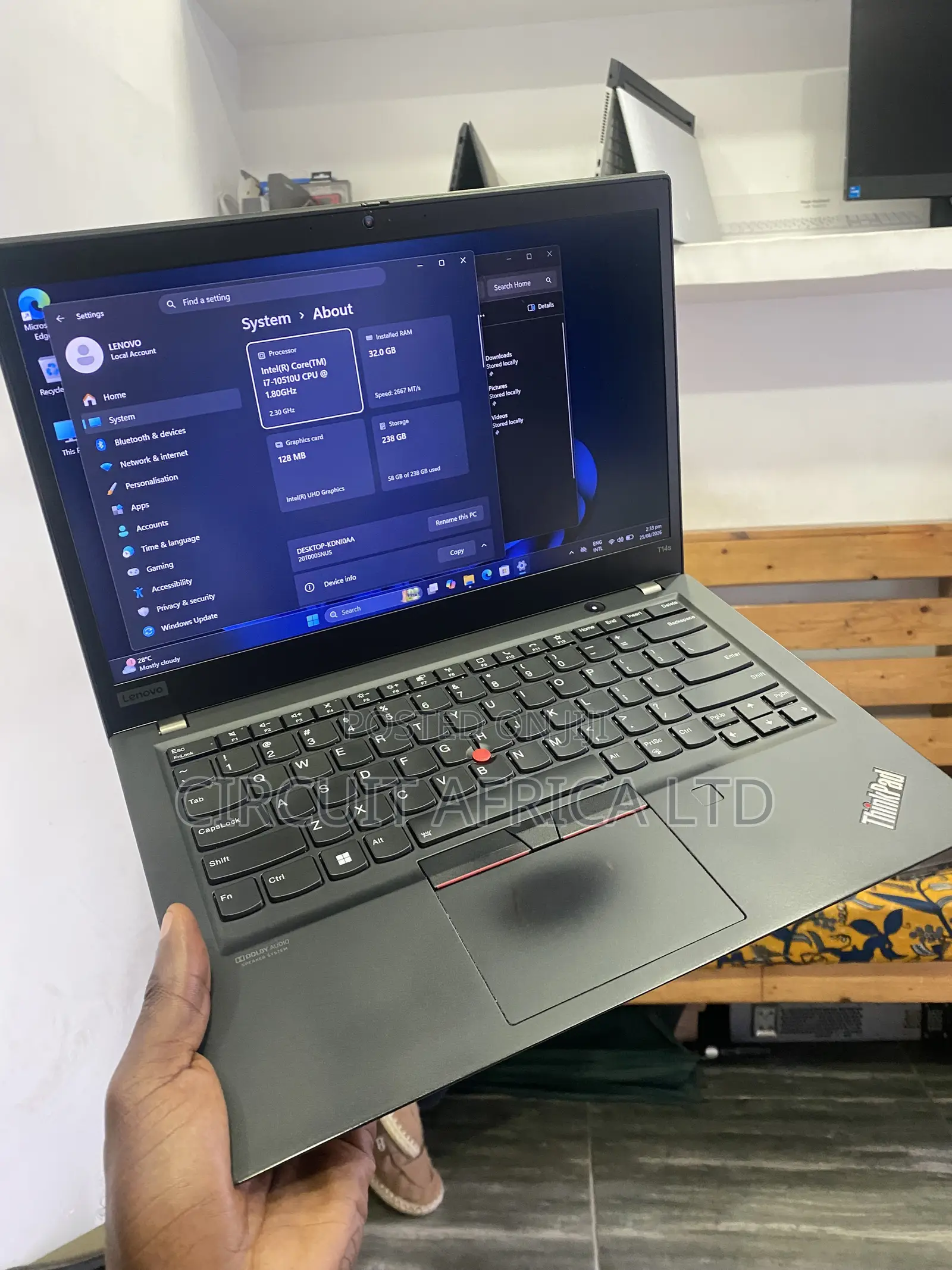 Laptop Lenovo ThinkPad T14s Gen 1 32GB Intel Core i7 SSD 256GB