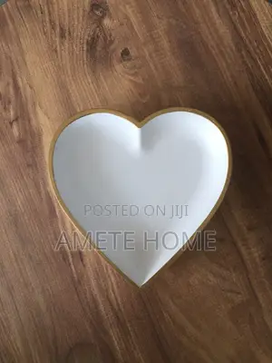 Heart Shaped White Dish With Gold Rim