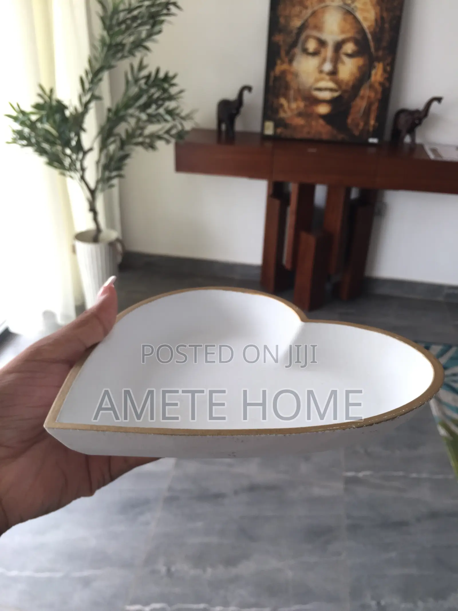 Heart Shaped White Dish With Gold Rim