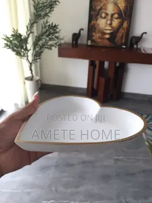 Heart Shaped White Dish With Gold Rim