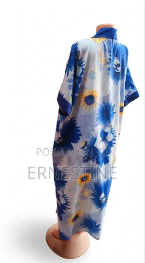 Blue Sunflower Bubu Kaftan for Rich Aunty Free Size -GHC300