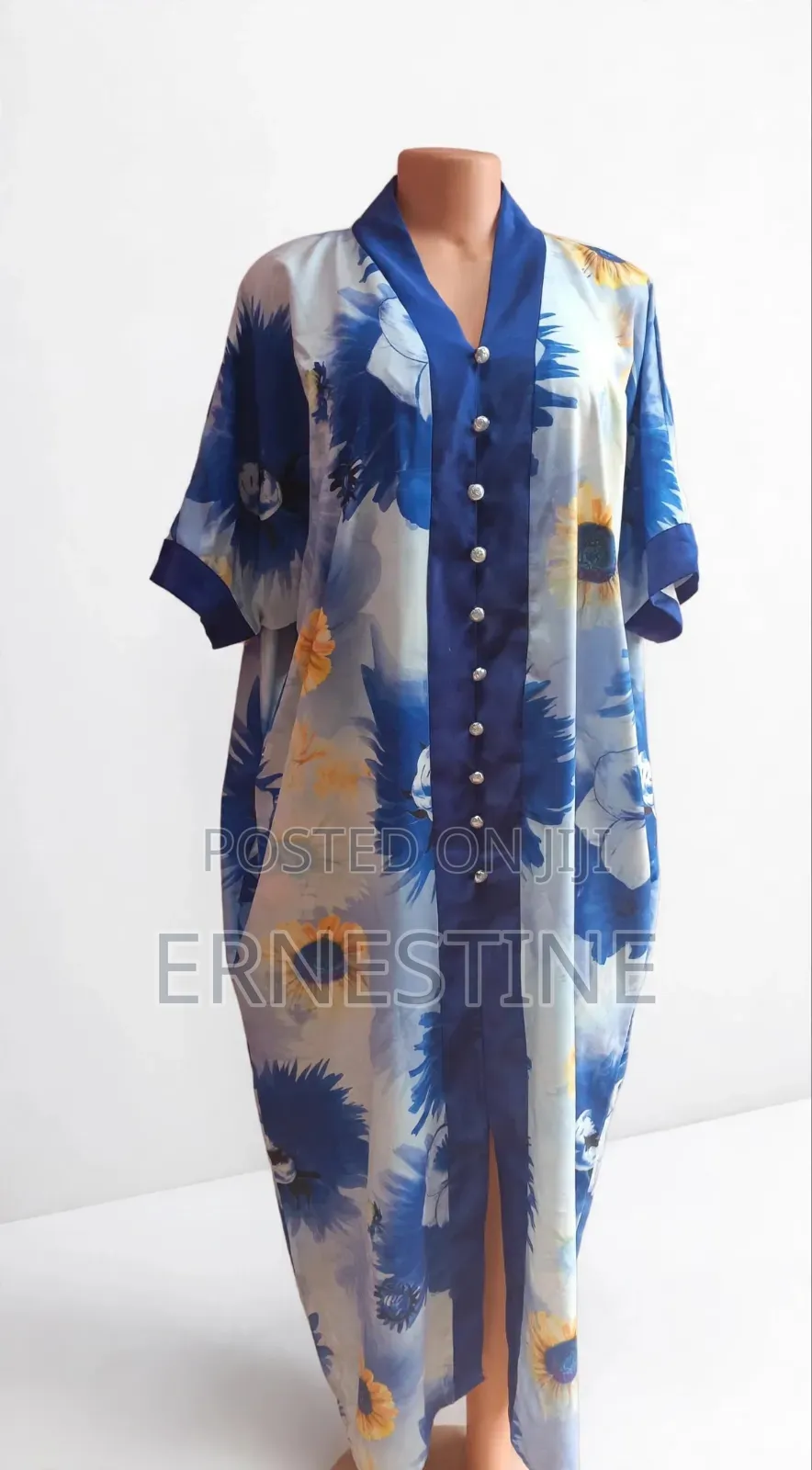Blue Sunflower Bubu Kaftan for Rich Aunty Free Size -GHC300