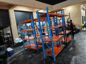 Warehouse Shelves Orange and Blue