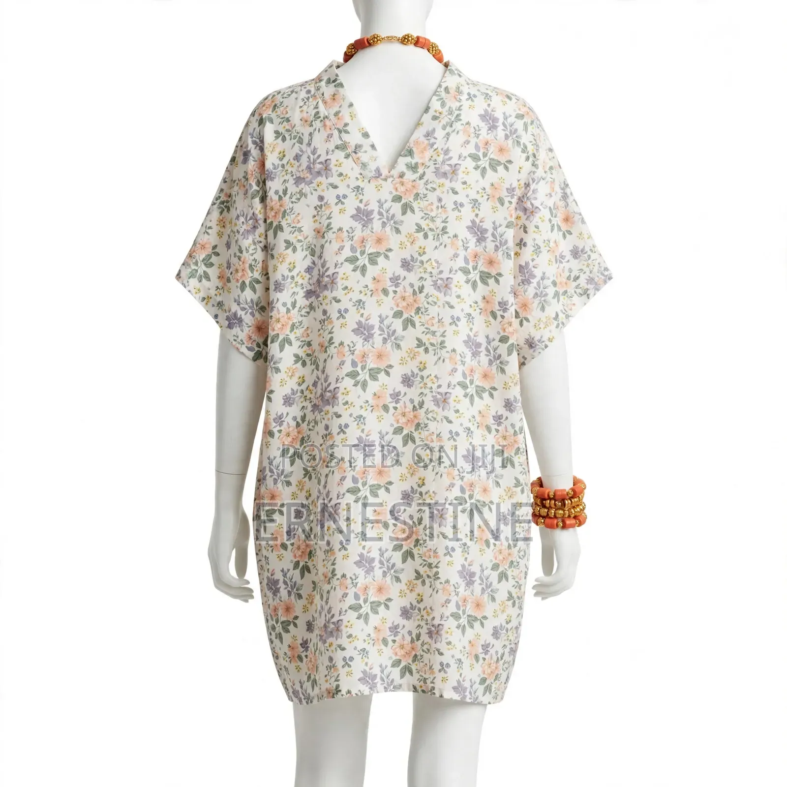 Short Kimono Bubu Dress -v Neck Floral -GHC250