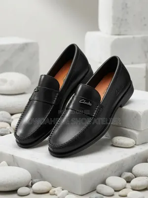 Black Leather Penny Loafers From Clarks