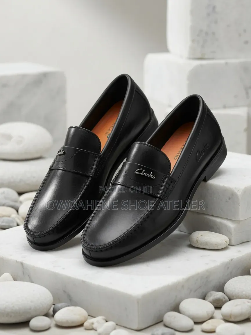 Black Leather Penny Loafers From Clarks