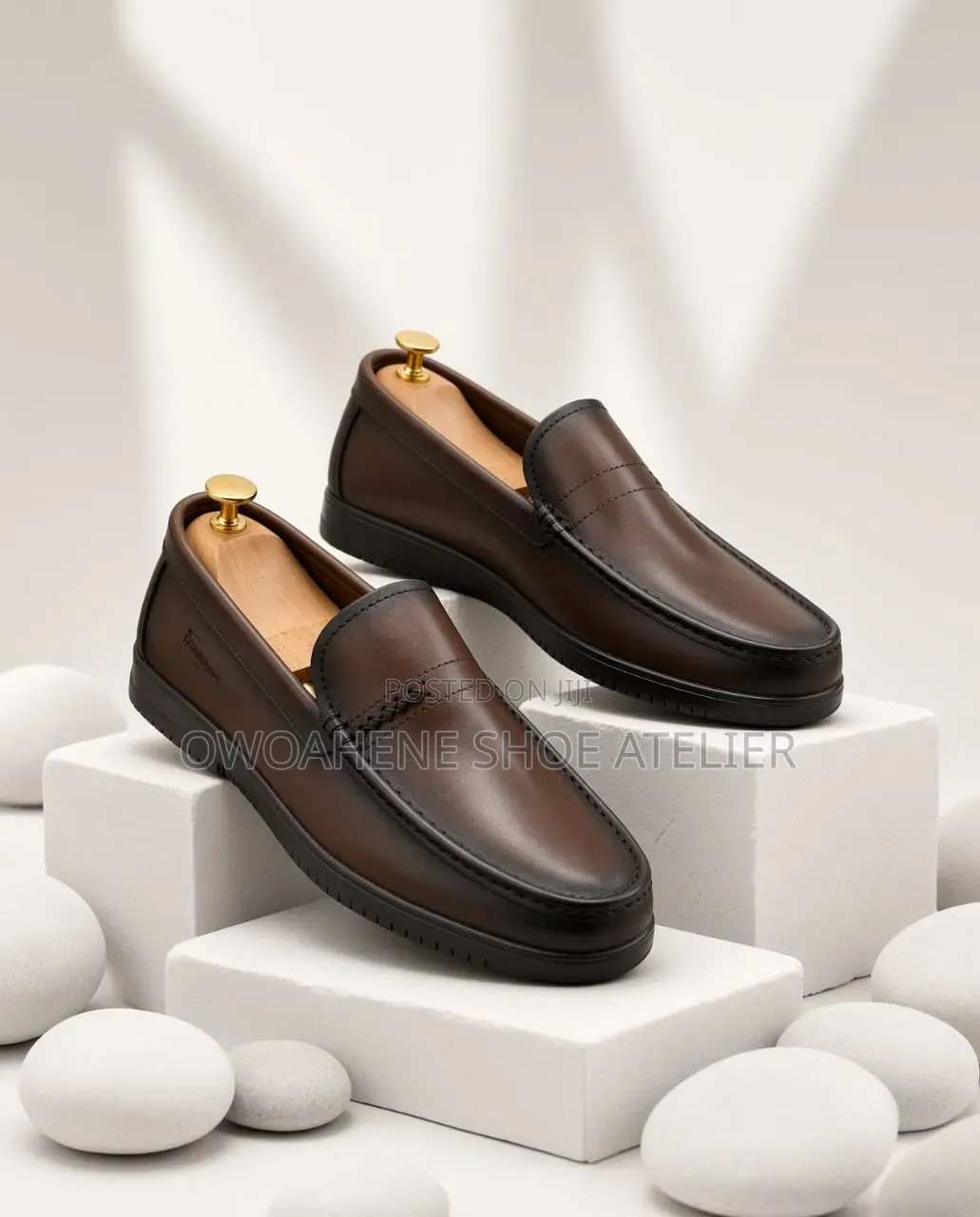 Men's Burnished Brown Leather Loafers