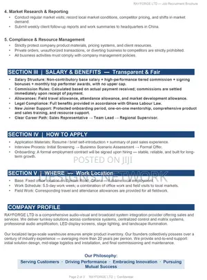 Vacancy - Customer Care / Sales Assistant