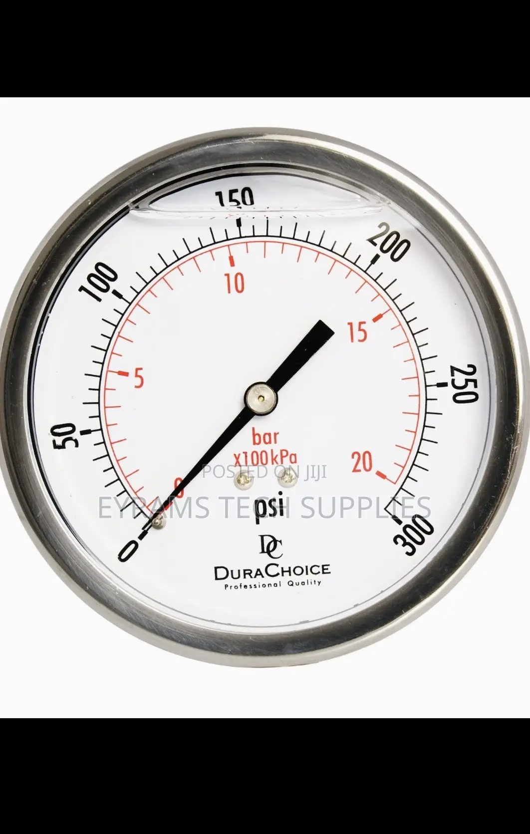4" Oil Filled Pressure Gauge, SS Case, 1/4" NPT, Center Back Mount