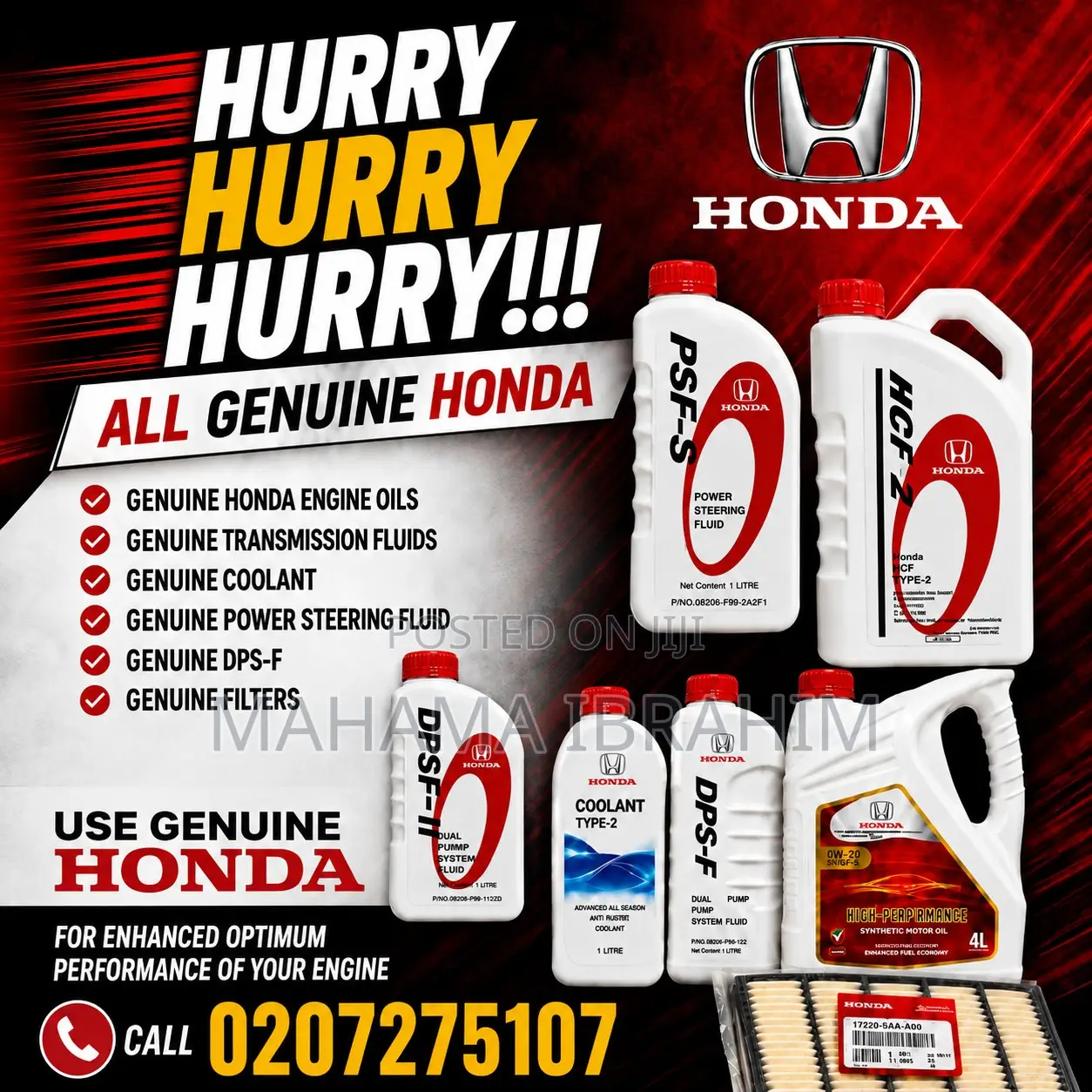 Genuine Honda Engine Oil &Transmission Fluid