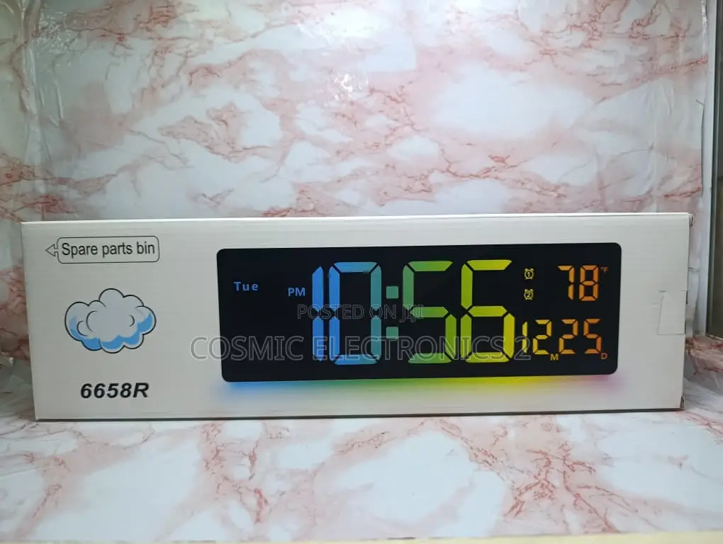 17" Premium RGB Digital Wall Clock With Remote Control & Night Light