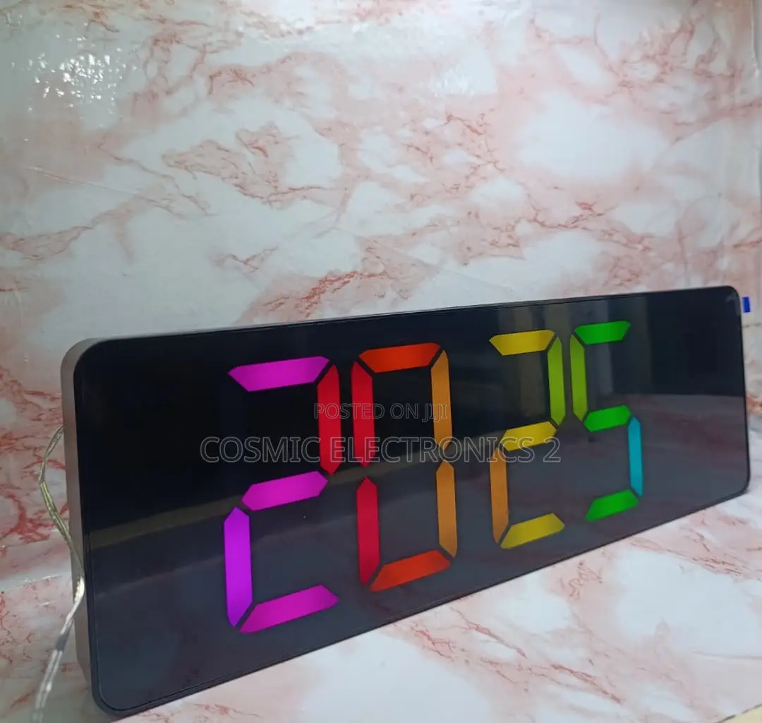 17" Premium RGB Digital Wall Clock With Remote Control & Night Light