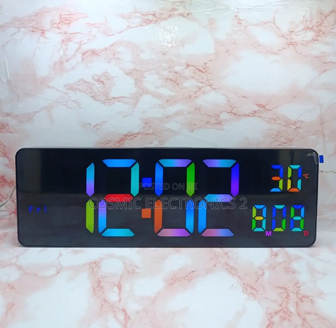 17" Premium RGB Digital Wall Clock With Remote Control & Night Light