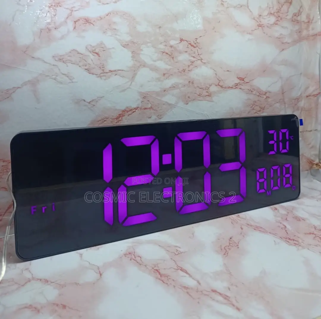17" Premium RGB Digital Wall Clock With Remote Control & Night Light
