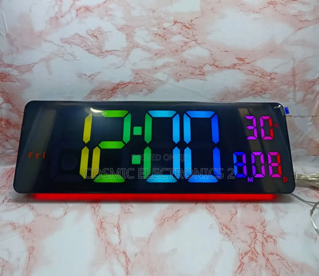 17" Premium RGB Digital Wall Clock With Remote Control & Night Light