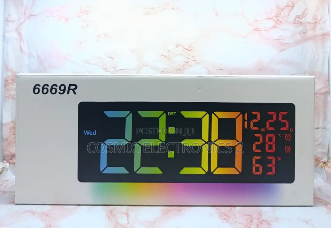 16" Premium Digital Wall-Mounted LCD Clock With Colorful Night Light