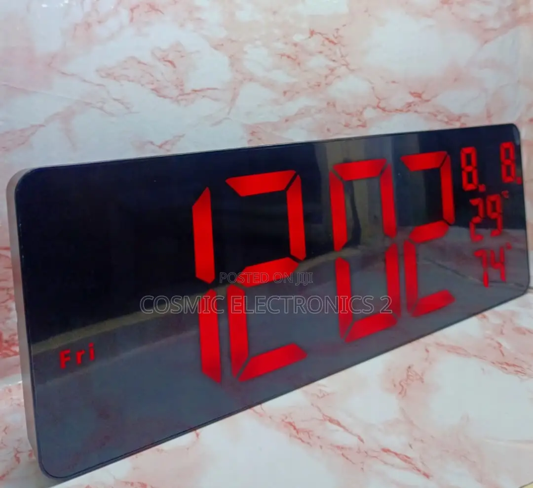 16" Premium Digital Wall-Mounted LCD Clock With Colorful Night Light