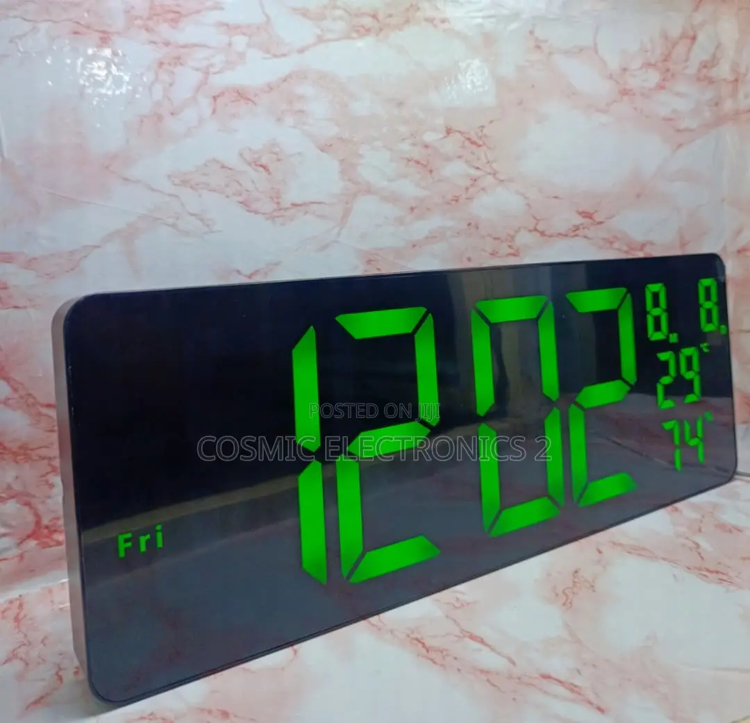 16" Premium Digital Wall-Mounted LCD Clock With Colorful Night Light