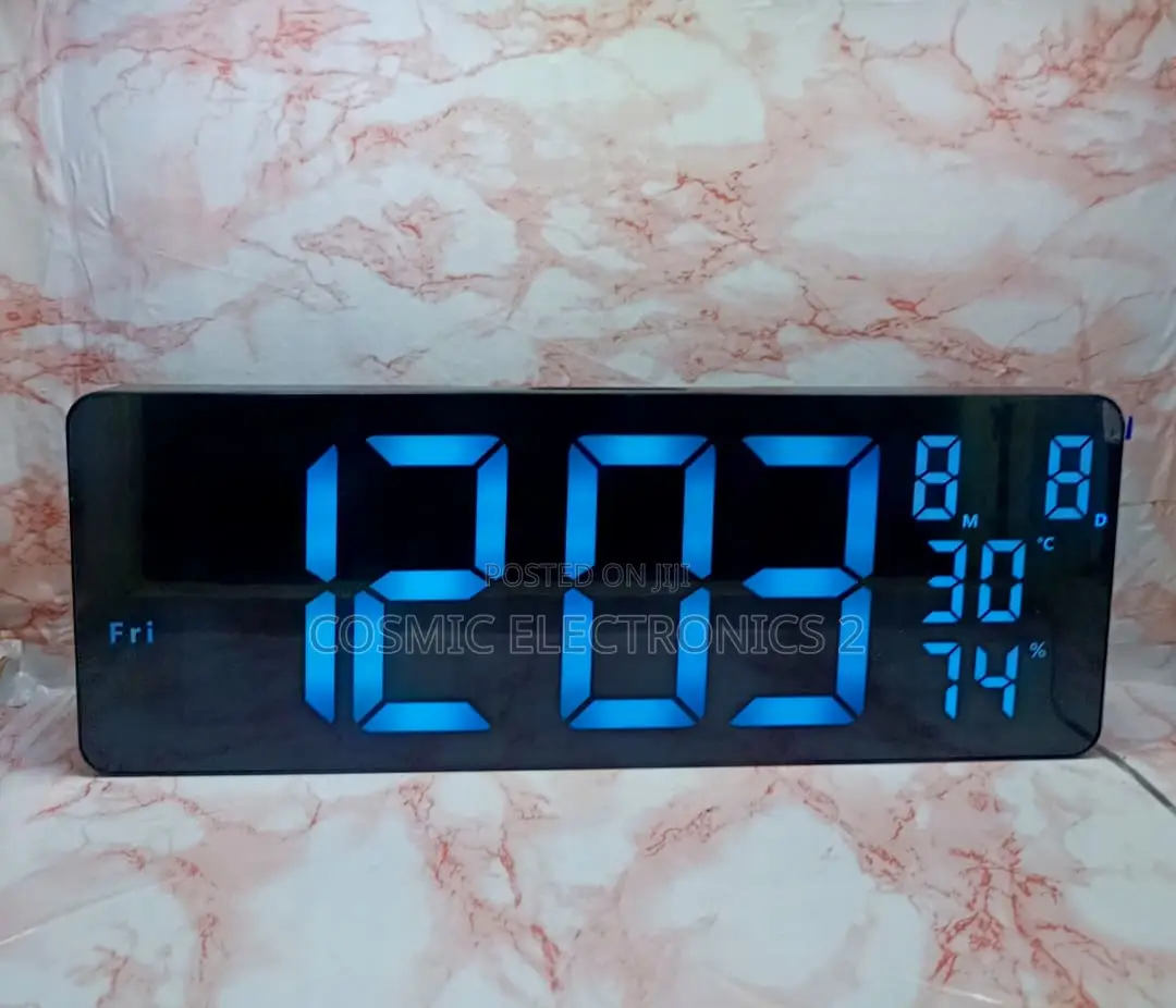 16" Premium Digital Wall-Mounted LCD Clock With Colorful Night Light
