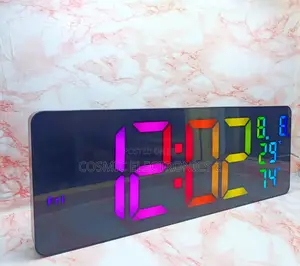 16" Premium Digital Wall-Mounted LCD Clock With Colorful Night Light