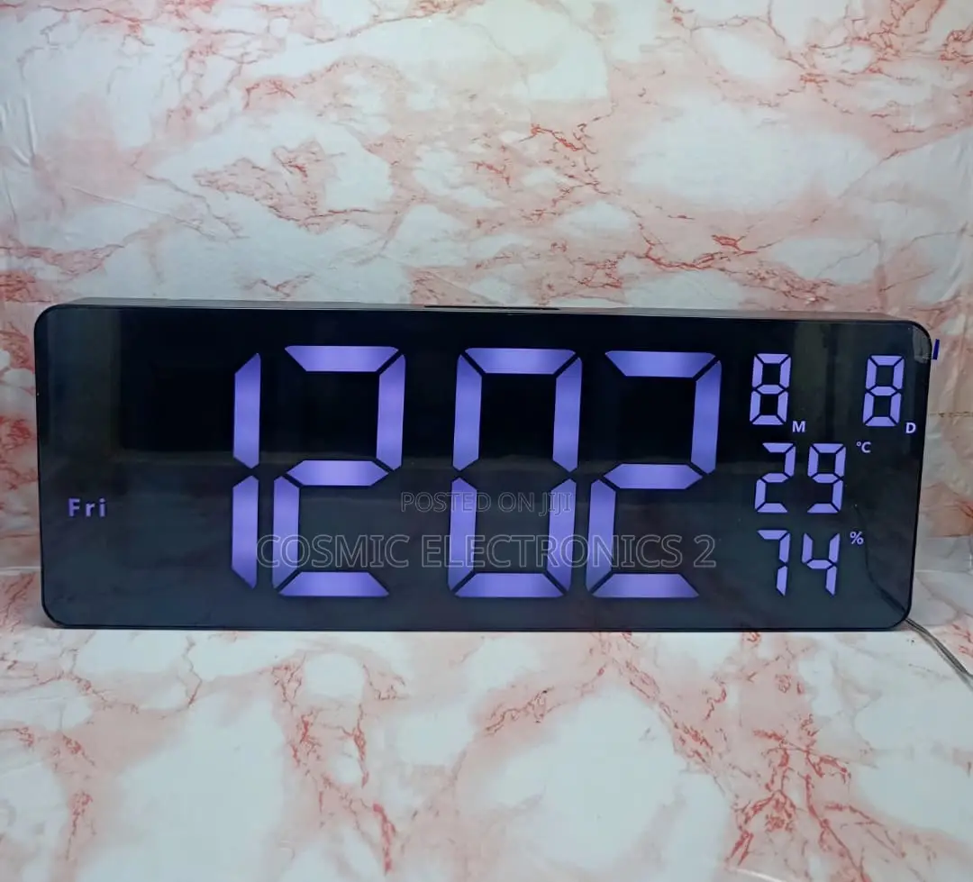 16" Premium Digital Wall-Mounted LCD Clock With Colorful Night Light
