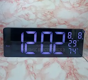 16" Premium Digital Wall-Mounted LCD Clock With Colorful Night Light