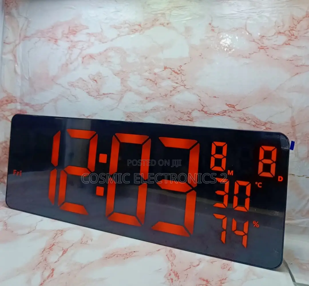 16" Premium Digital Wall-Mounted LCD Clock With Colorful Night Light