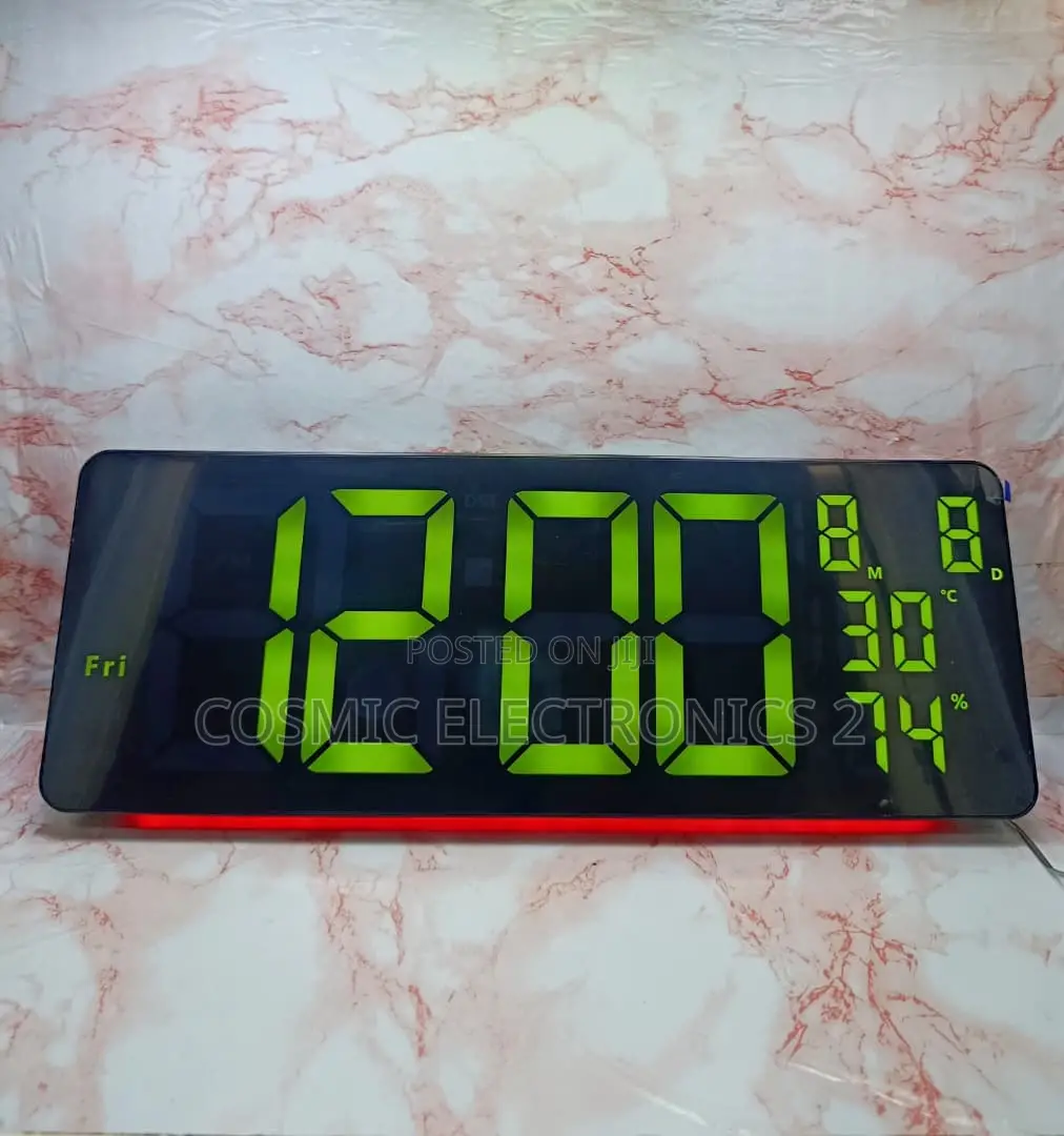 16" Premium Digital Wall-Mounted LCD Clock With Colorful Night Light