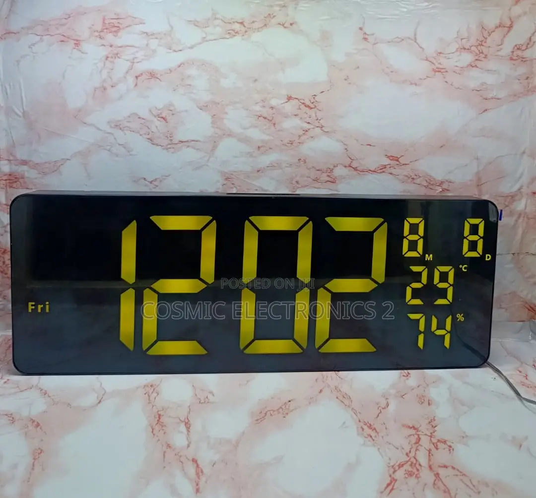 16" Premium Digital Wall-Mounted LCD Clock With Colorful Night Light