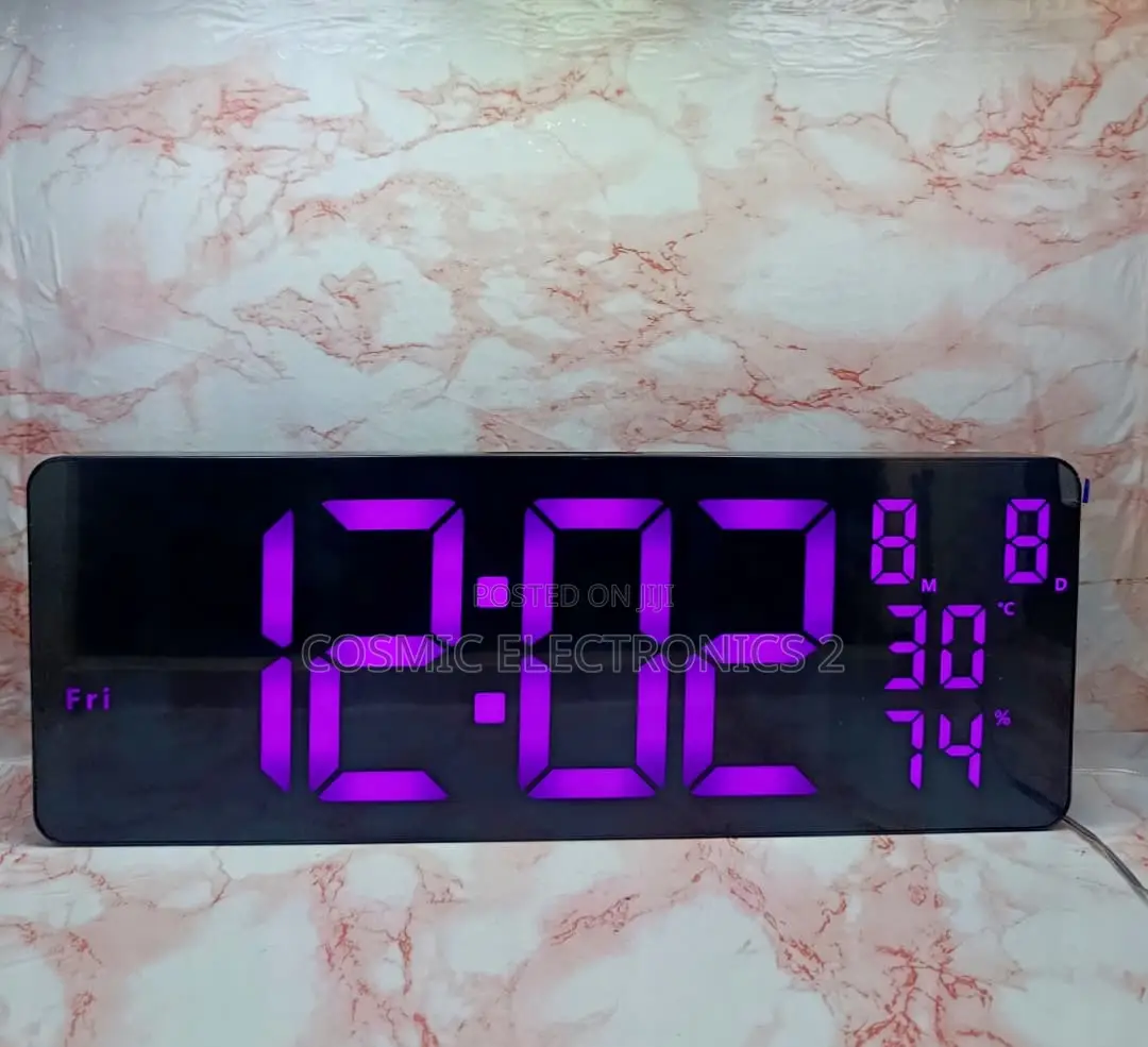 16" Premium Digital Wall-Mounted LCD Clock With Colorful Night Light