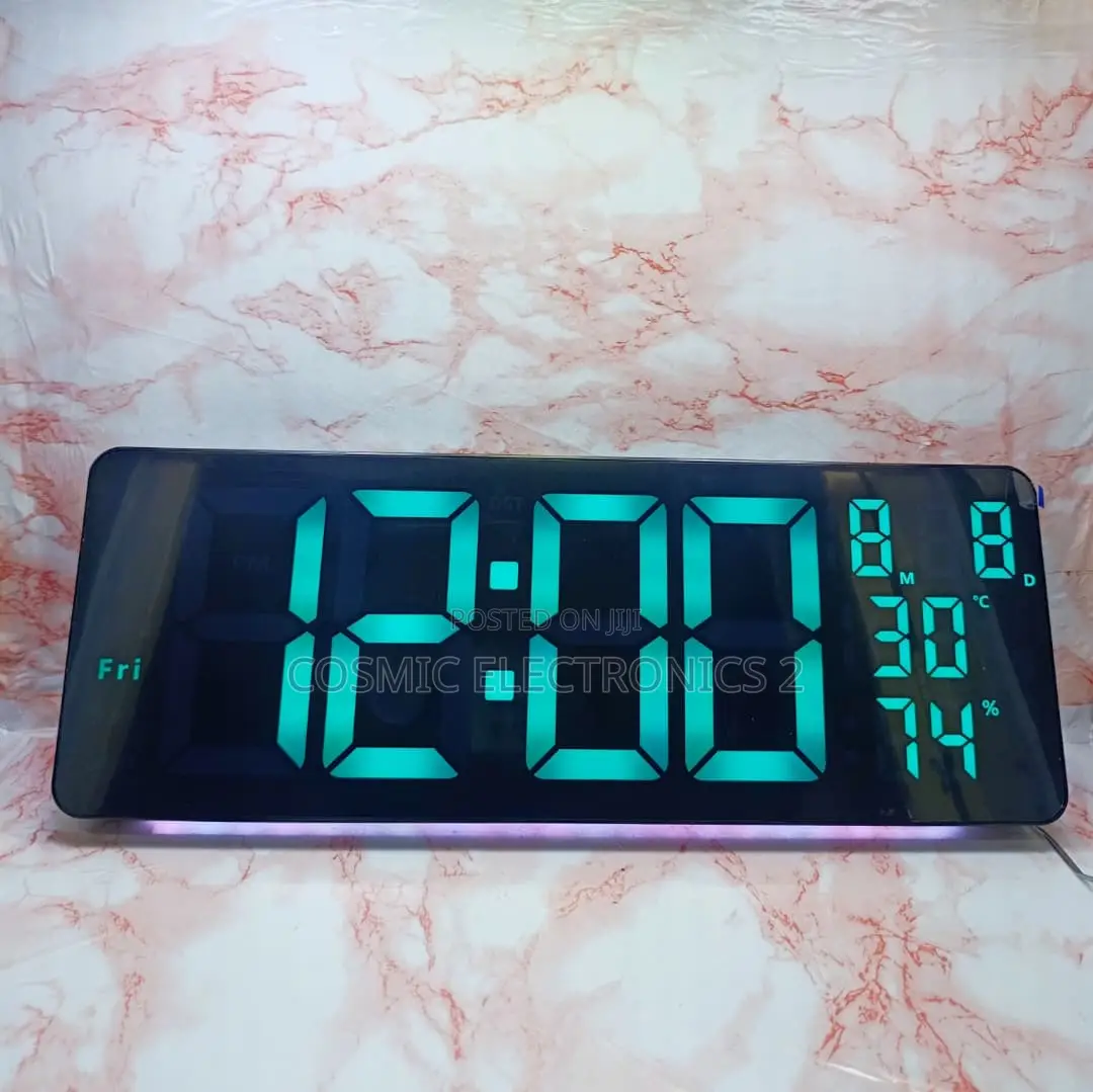 16" Premium Digital Wall-Mounted LCD Clock With Colorful Night Light
