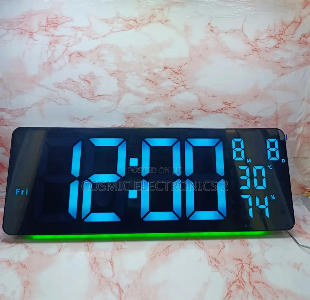 16" Premium Digital Wall-Mounted LCD Clock With Colorful Night Light