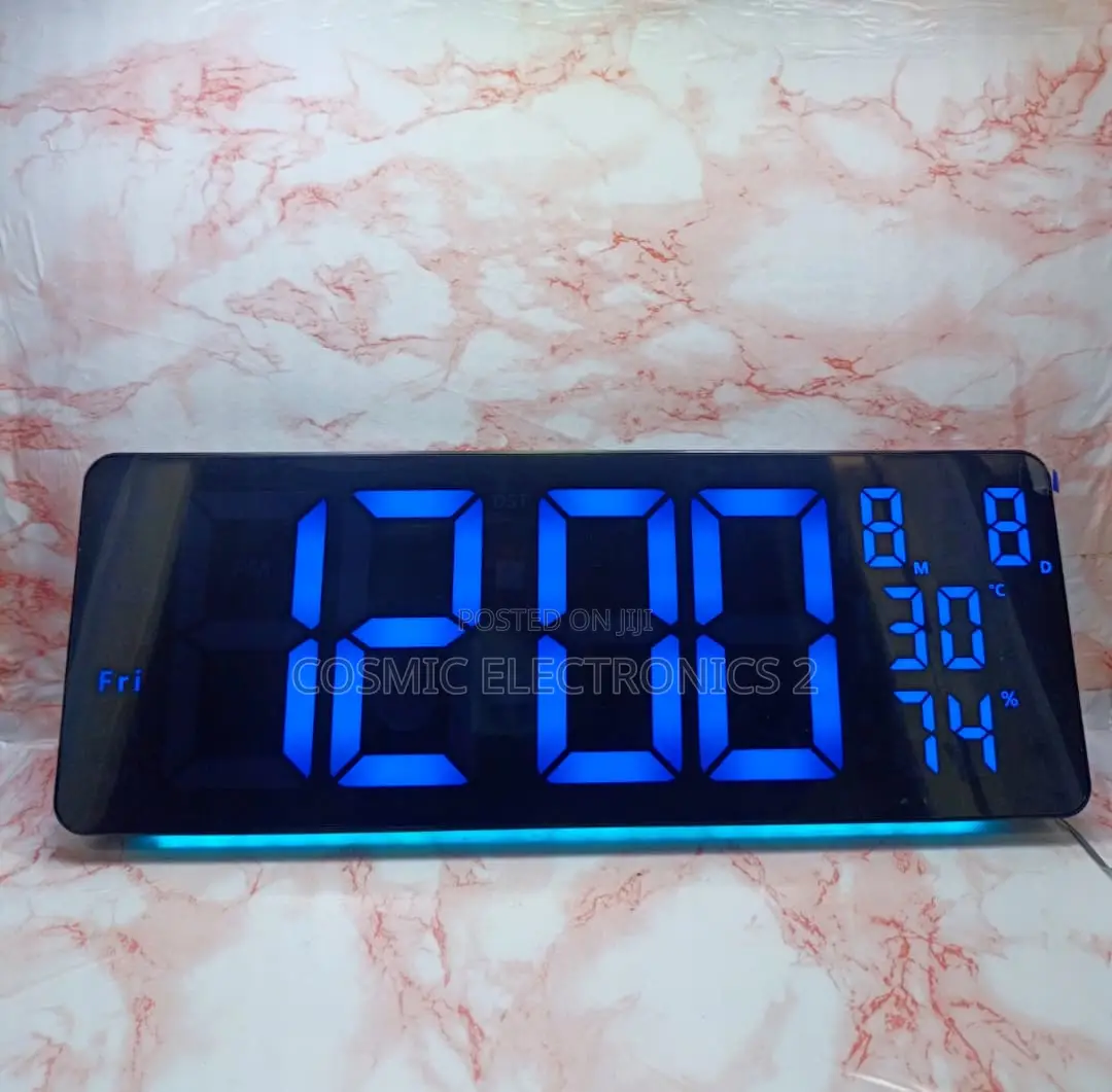 16" Premium Digital Wall-Mounted LCD Clock With Colorful Night Light