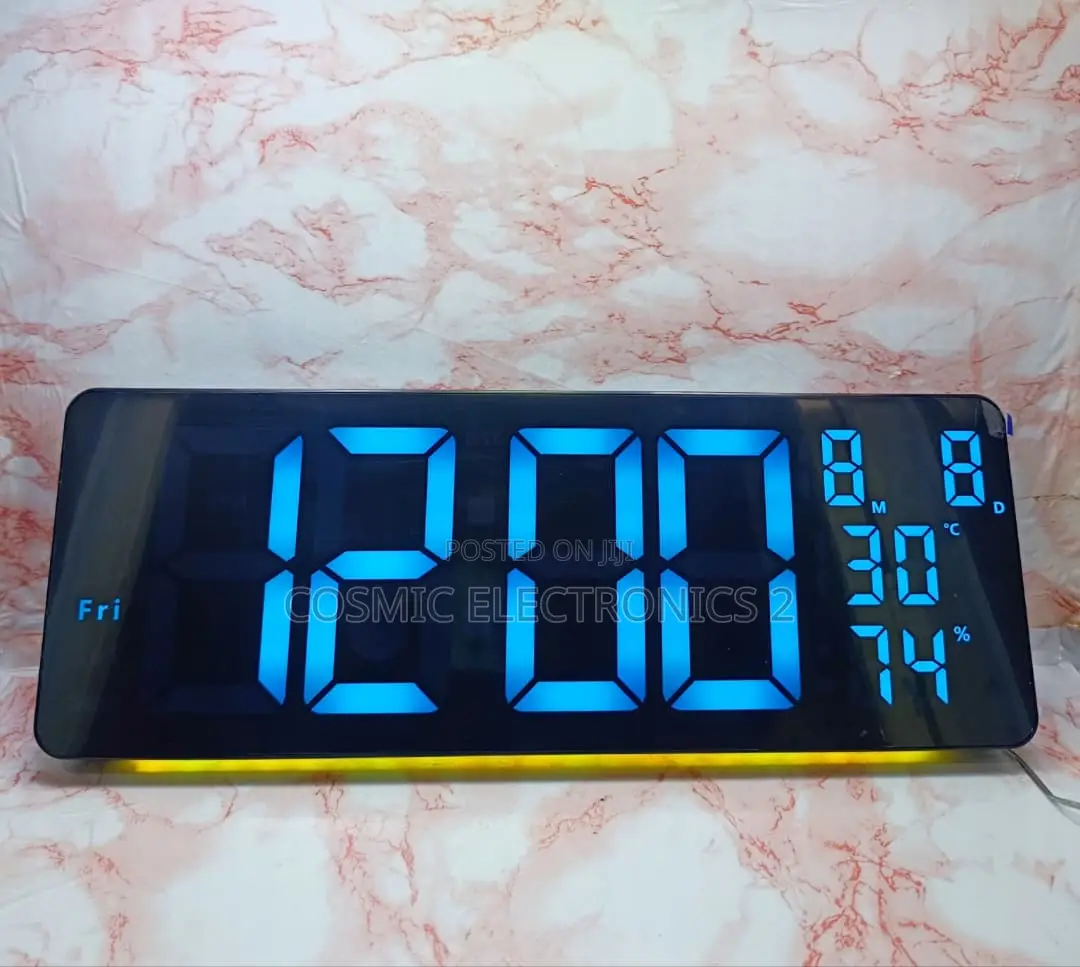 16" Premium Digital Wall-Mounted LCD Clock With Colorful Night Light