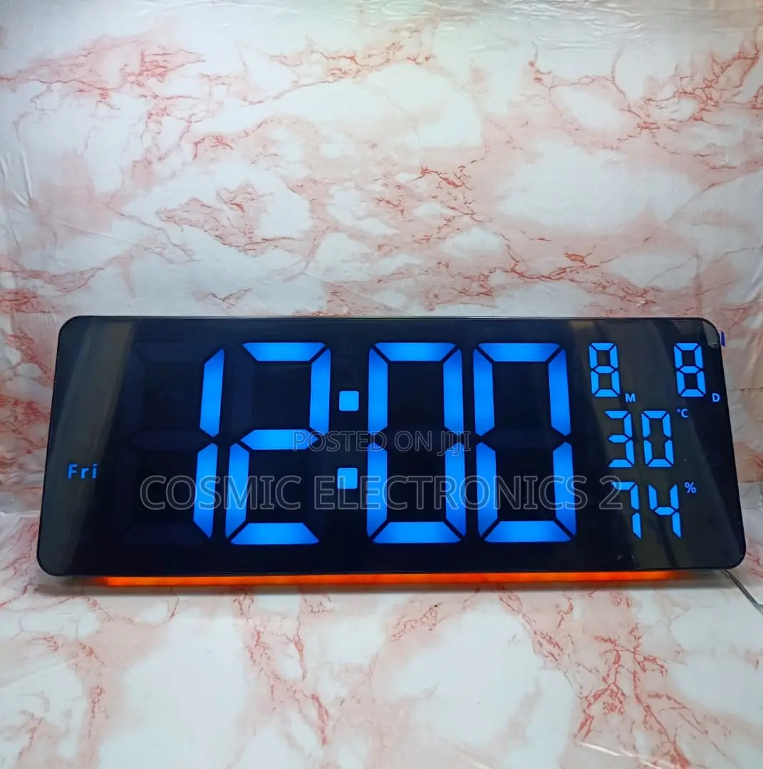 16" Premium Digital Wall-Mounted LCD Clock With Colorful Night Light