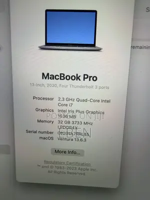 Laptop Apple MacBook Pro 2020 32GB Intel Core i7 SSD 1T