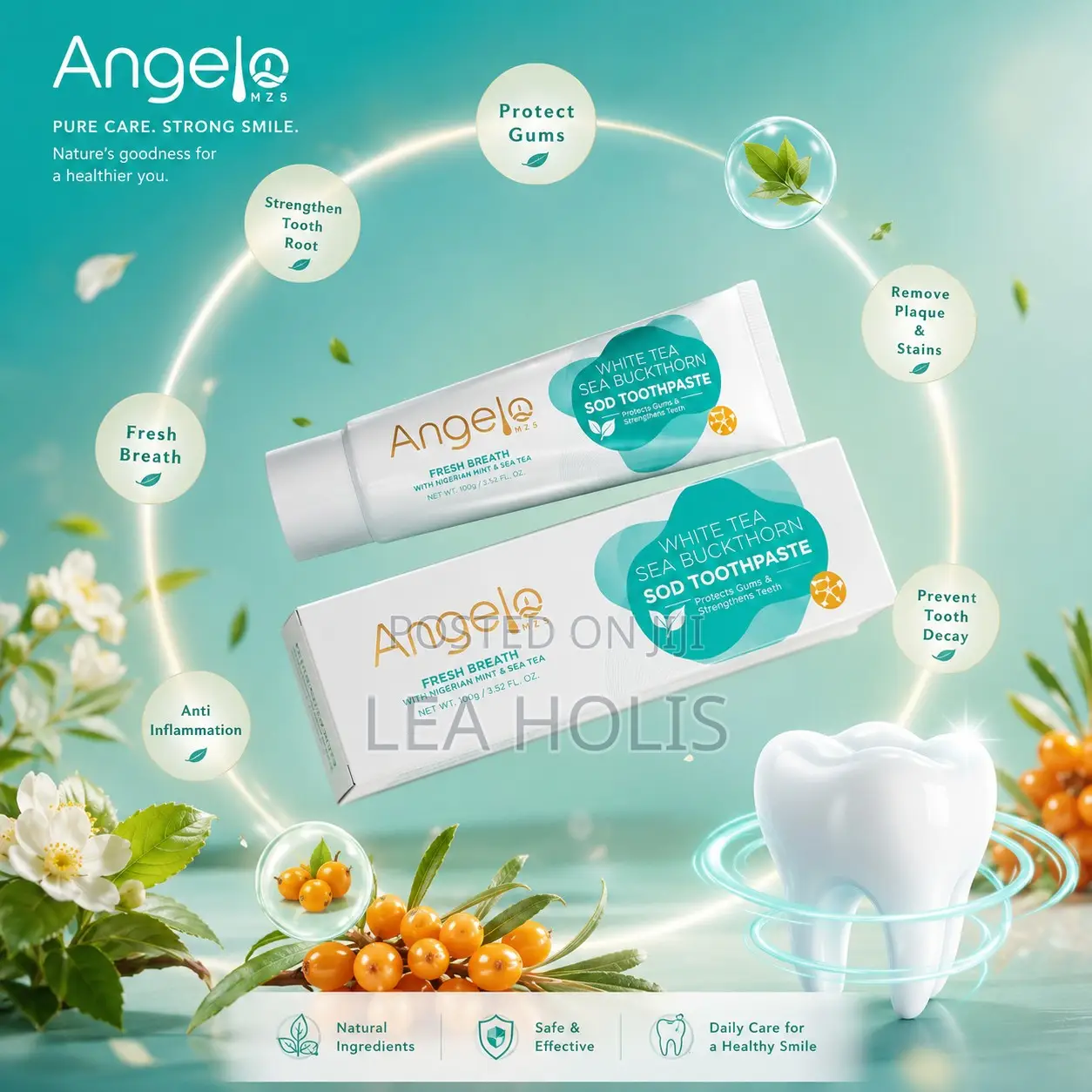 Natural Fluoride-Free Toothpaste – Sea Buckthorn & White Tea (150g)