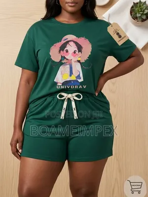 Women's Casual Summer Outfit Short Sleeve Top & Shorts 2 Piece