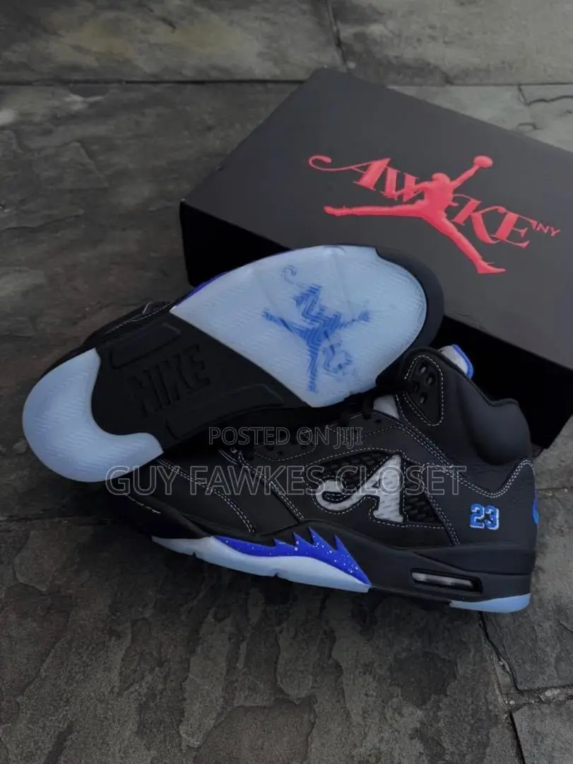 Awake NY X Jordan 5 Retro Black/Racer Blue Sneaker