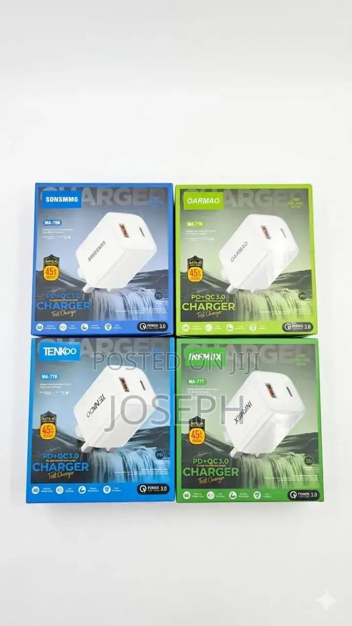 45W PD+QC3.0 Fast Charger — Dual Port Wall Adapter (Multiple Brands)