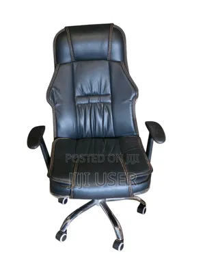 High-Back Black Faux Leather Executive Office Chair
